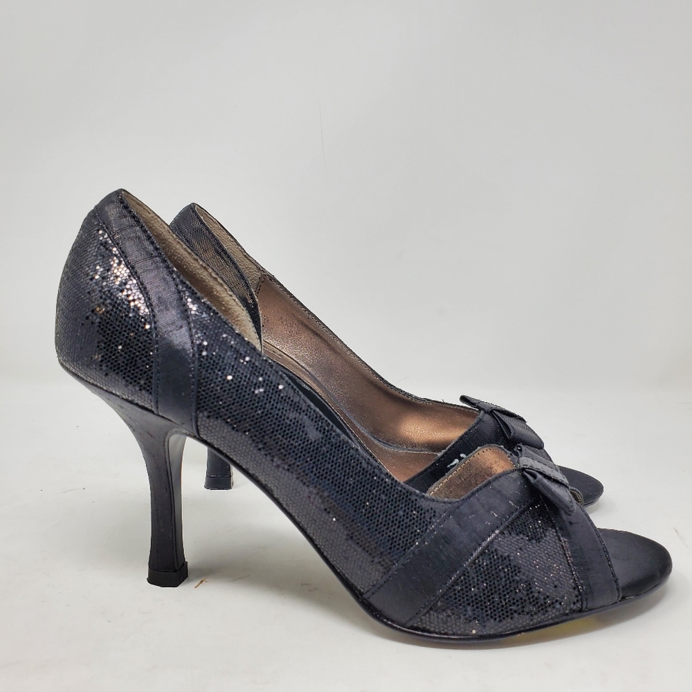 Unlisted Black sparkle open toe pumps Size 9